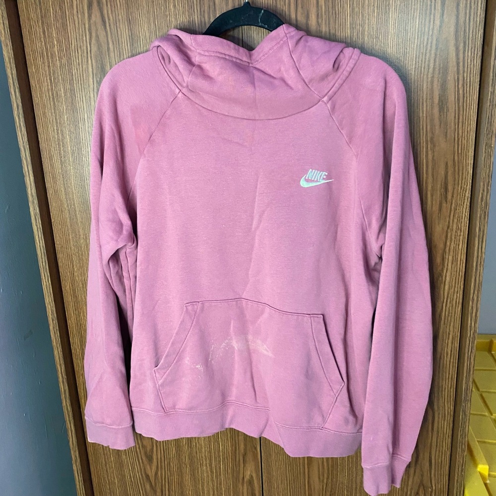 FLAWED Nike Hoodie Women Large Pink Sportswear Essential Fleece Pullover